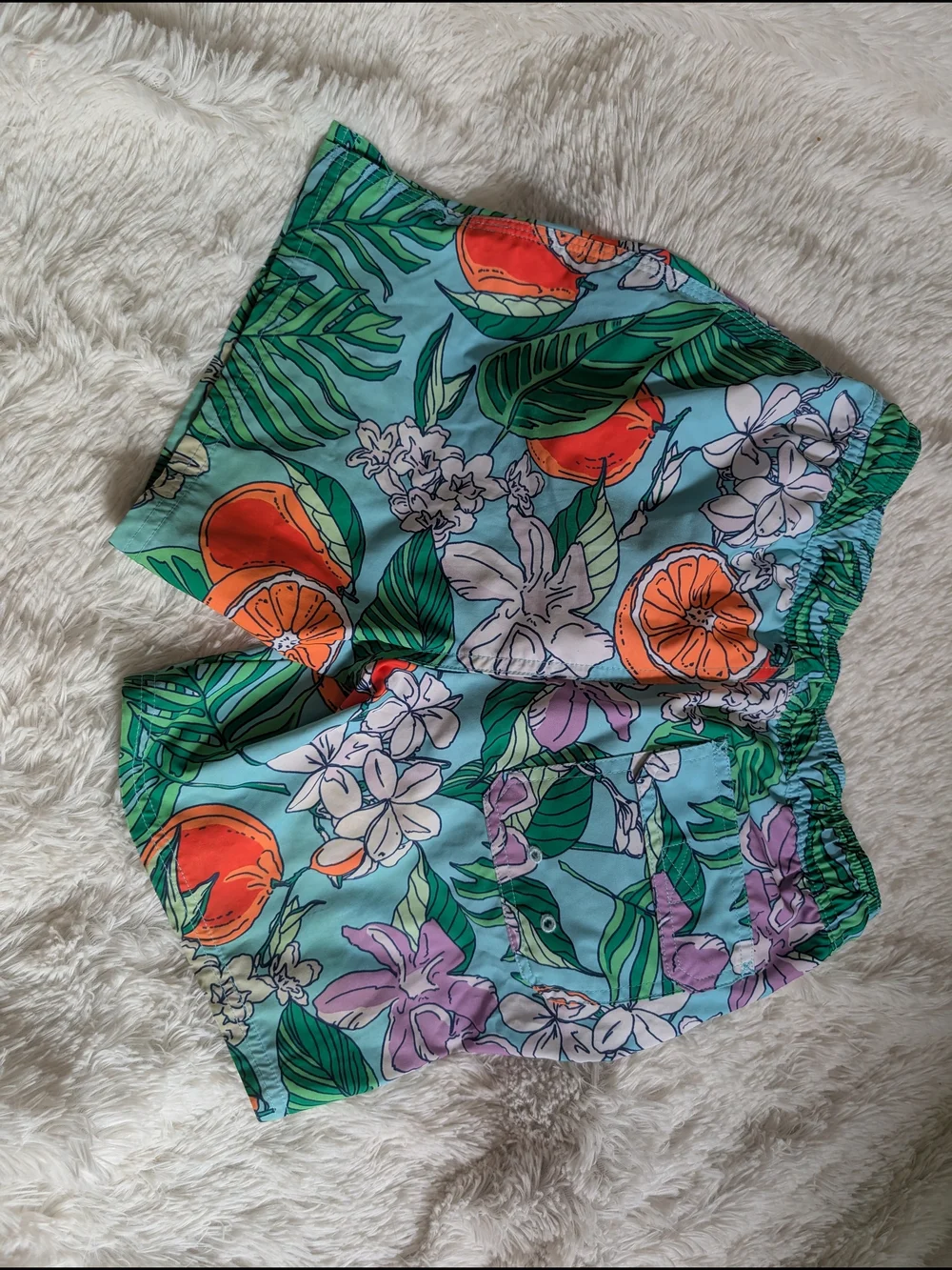 Vineyard Vines Bright Tropical Citrus Print Swim Shorts Trunks Boys Size Small
